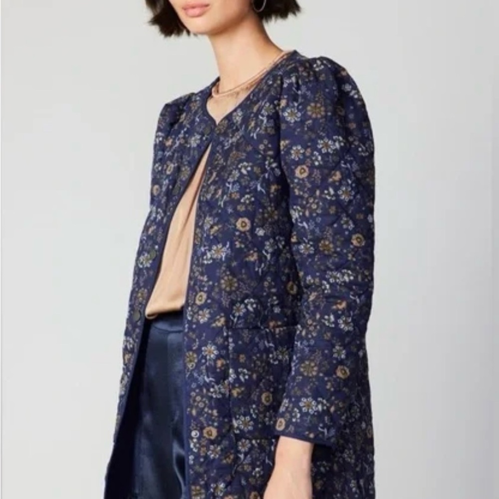 Current Air Blue Floral Pea Coat